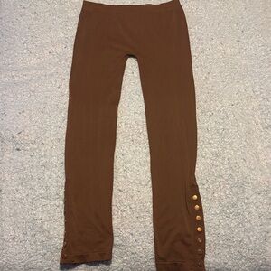 Brown women  Leggings with Button Detail